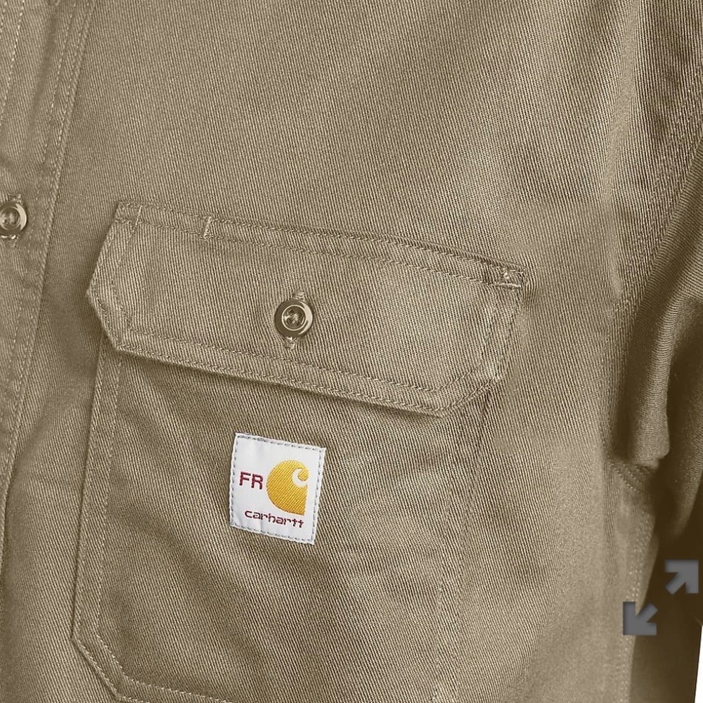 Carhartt FR FRS160 Twill Work Shirt LG Flame Resistant NFPA 70E Khaki - Picture 3 of 11